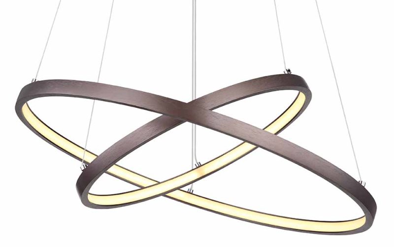 Bruin metalen hanglamp ringvlechtwerk Globo Ralph - Afbeelding 2