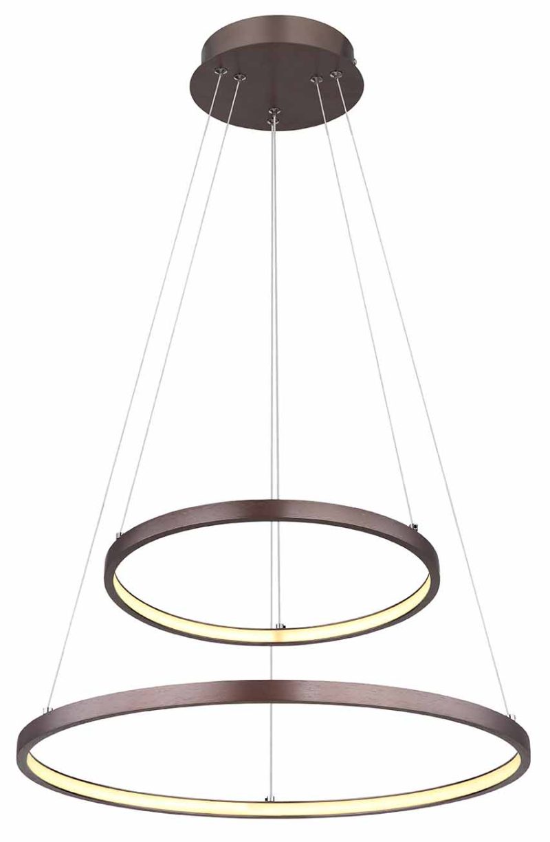 Bruin metalen hanglamp ringvlechtwerk Globo Ralph - Afbeelding 3