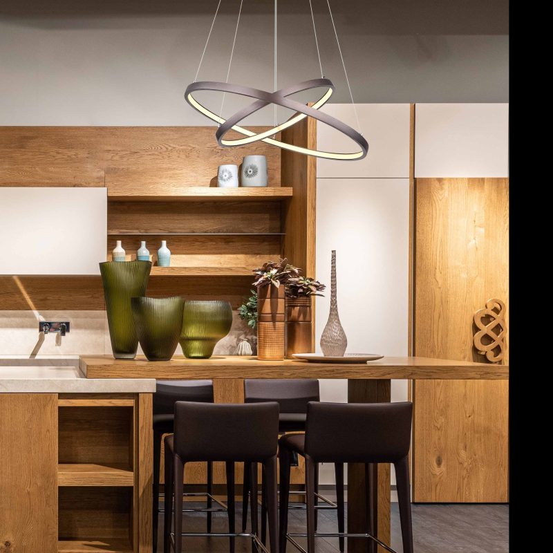 Bruin metalen hanglamp ringvlechtwerk Globo Ralph - Afbeelding 4