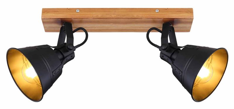 Bruine landelijke houten spots Globo Gunther - Afbeelding 2