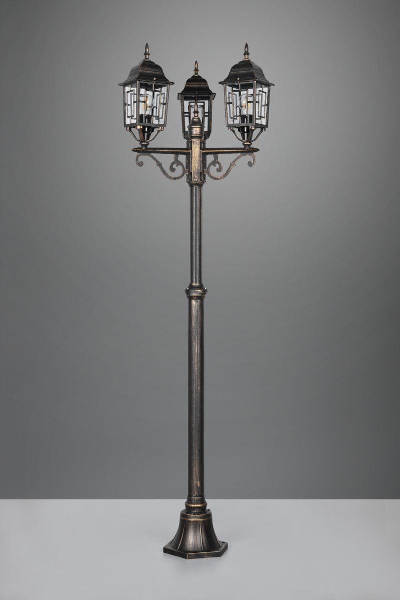 Bruine paal vloerlamp 3-kaps Volturno - Afbeelding 2