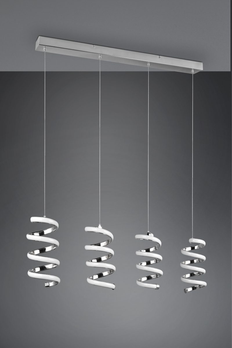 Chromen design hanglamp 4-lichts spiralen Laola - Afbeelding 4