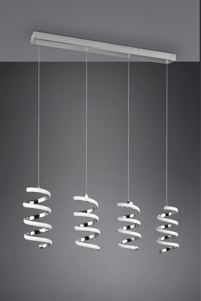 Chromen design hanglamp 4-lichts spiralen Laola - Afbeelding 4