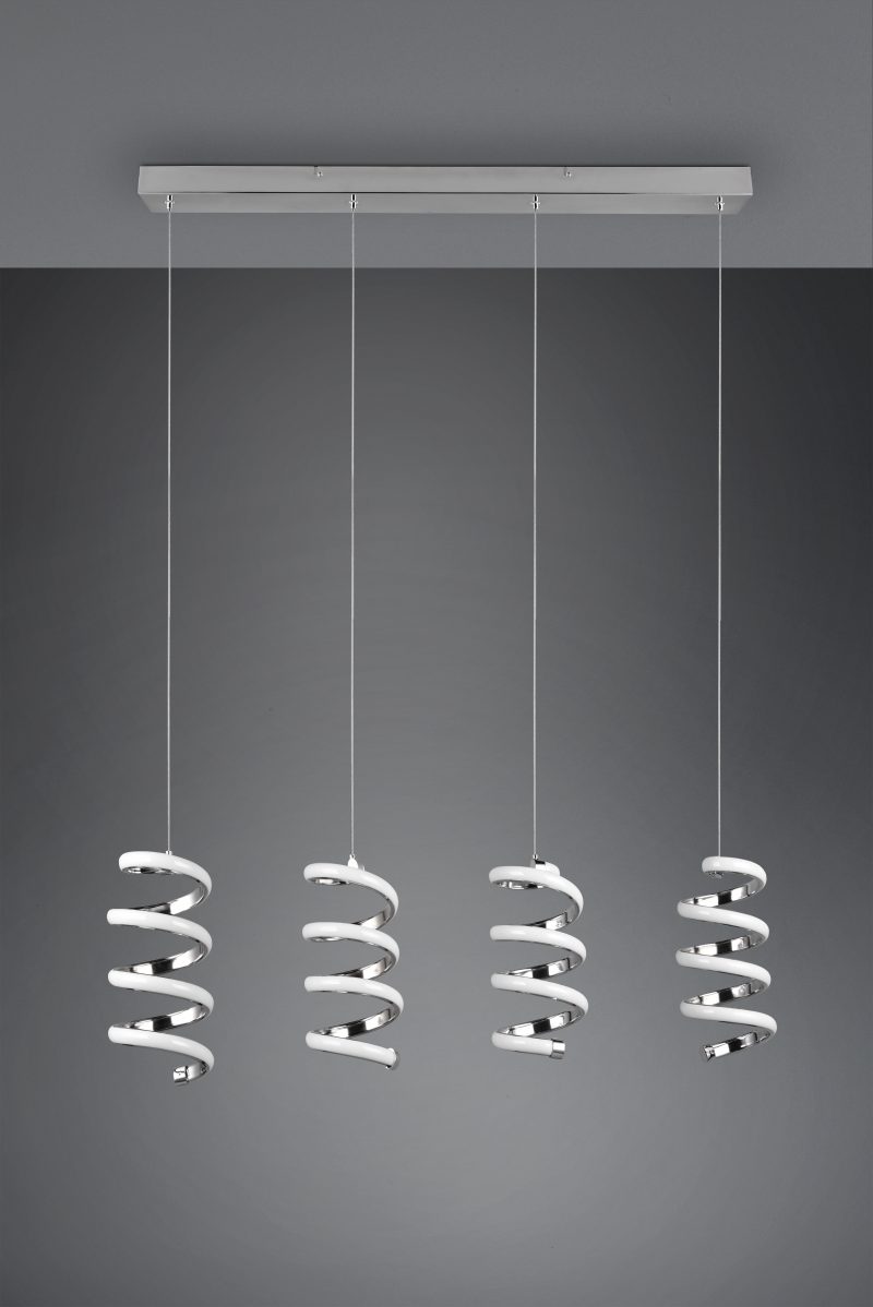 Chromen design hanglamp 4-lichts spiralen Laola - Afbeelding 5