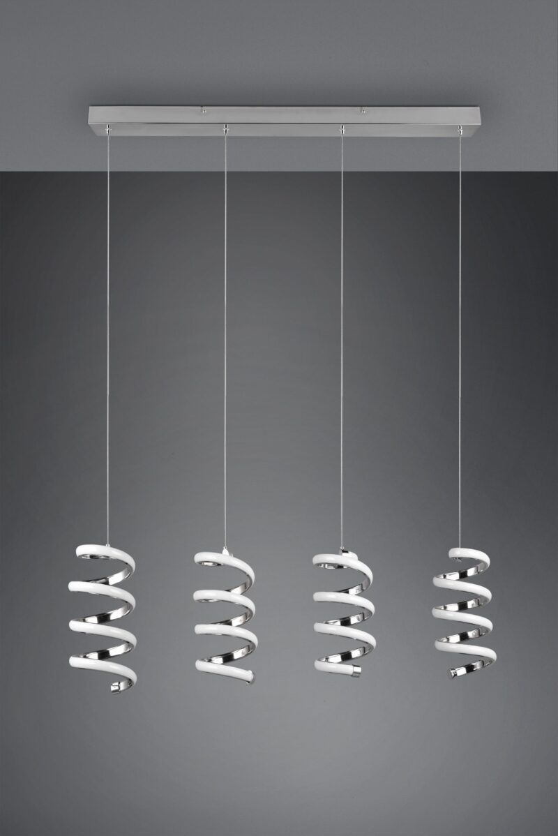 Chromen design hanglamp 4-lichts spiralen Laola - Afbeelding 5