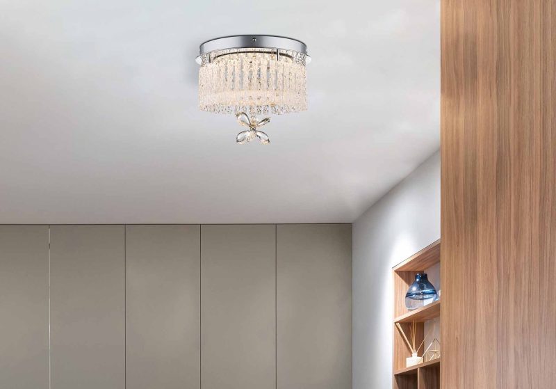 Chromen plafondlamp rond kristalhangers Globo Mathilda - Afbeelding 2