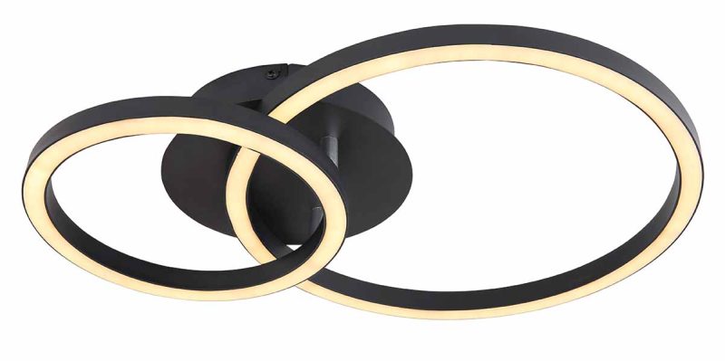 Cirkelvormige plafondlamp zwart modern Globo Reggy - Afbeelding 2