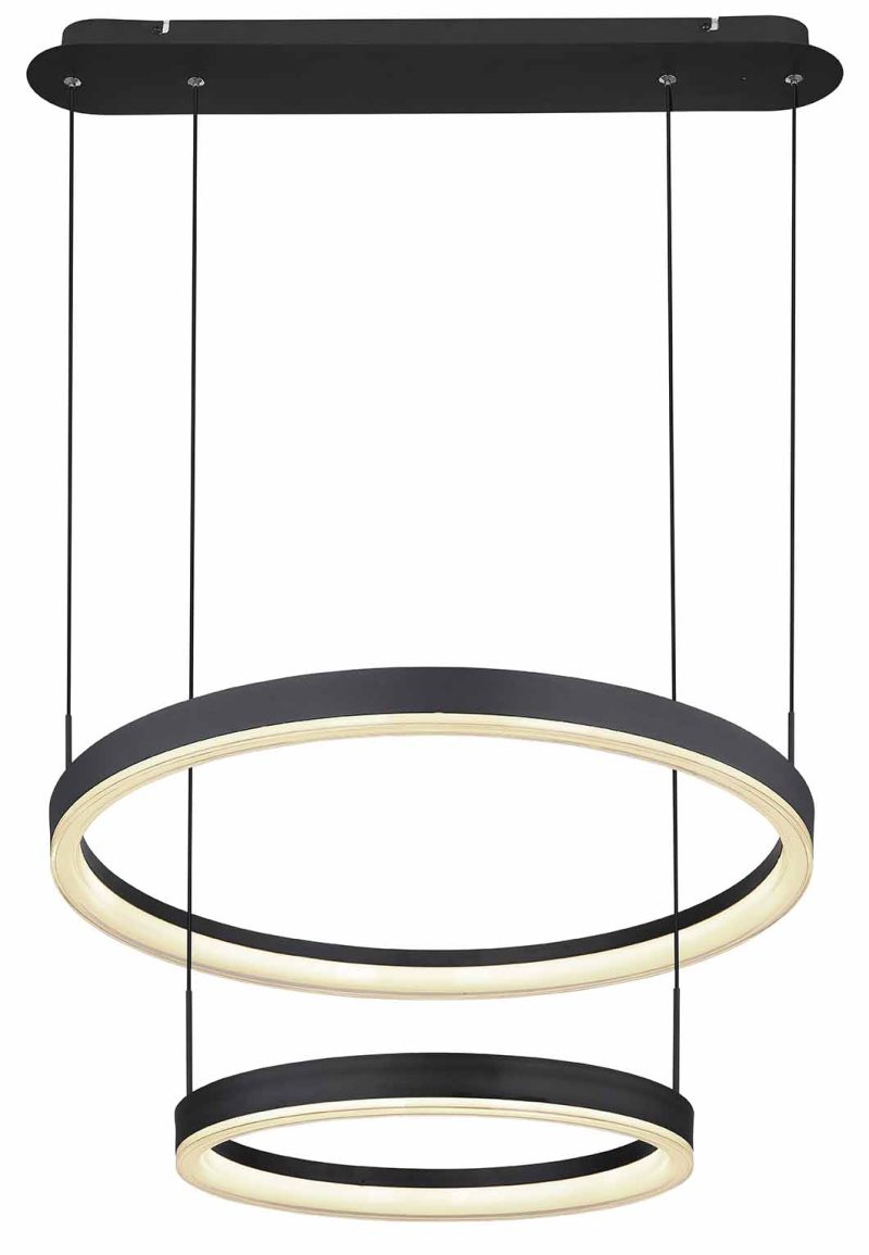 Design hanglamp zwart 2-ring Globo Augusto - Afbeelding 2