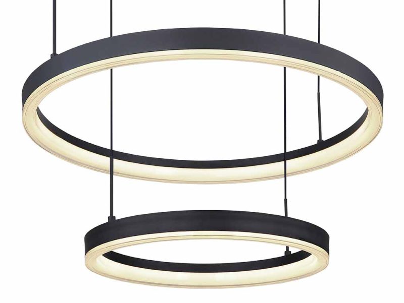 Design hanglamp zwart 2-ring Globo Augusto - Afbeelding 3