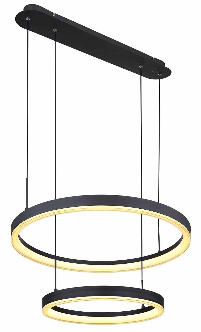 Design hanglamp zwart 2-ring Globo Augusto - Afbeelding 4