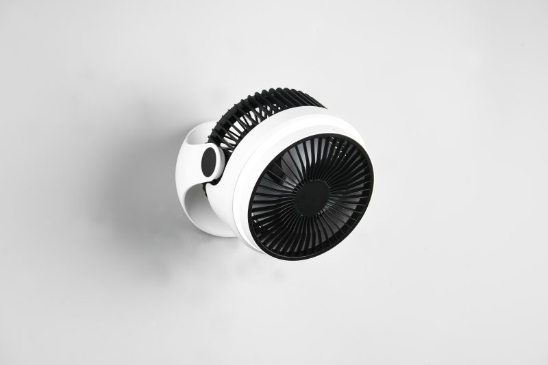 Draadloze retro kunststof tafelventilator wit Tempest - Afbeelding 2