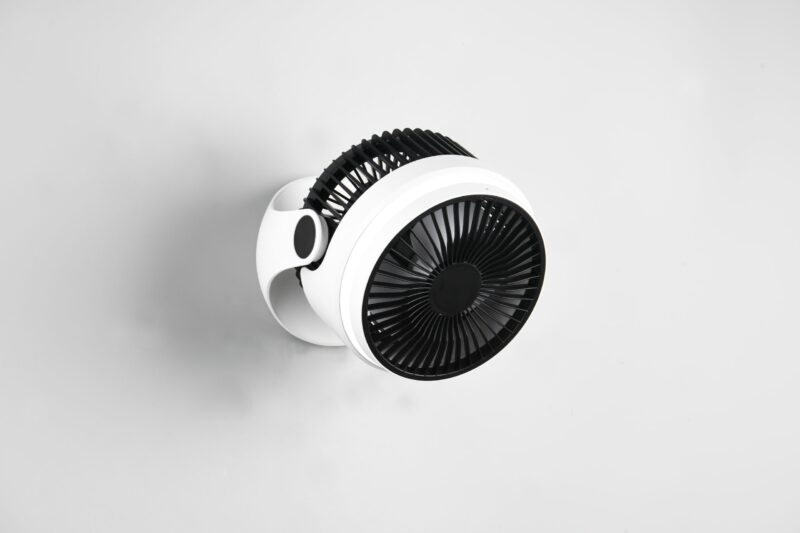 Draadloze retro kunststof tafelventilator wit Tempest - Afbeelding 2