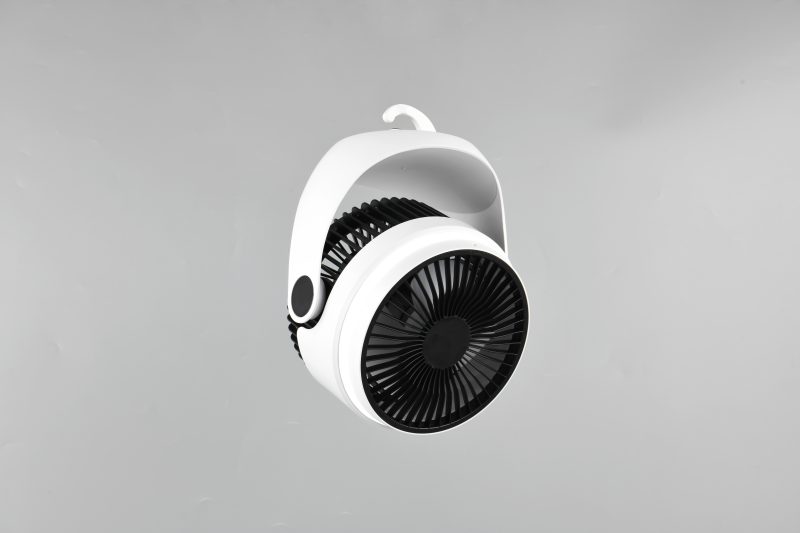 Draadloze retro kunststof tafelventilator wit Tempest - Afbeelding 3