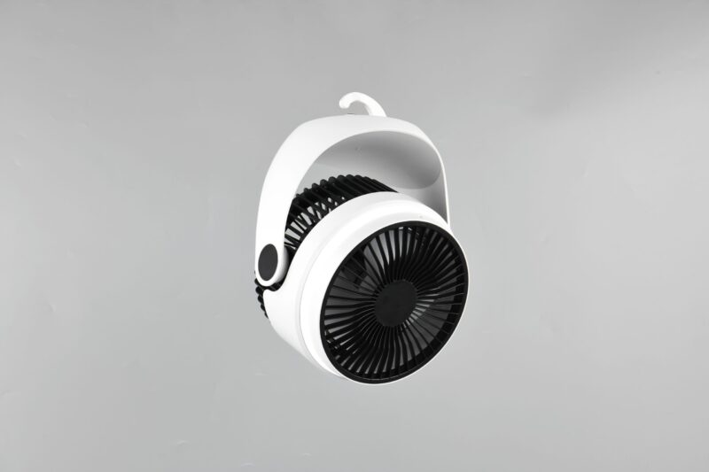 Draadloze retro kunststof tafelventilator wit Tempest - Afbeelding 3