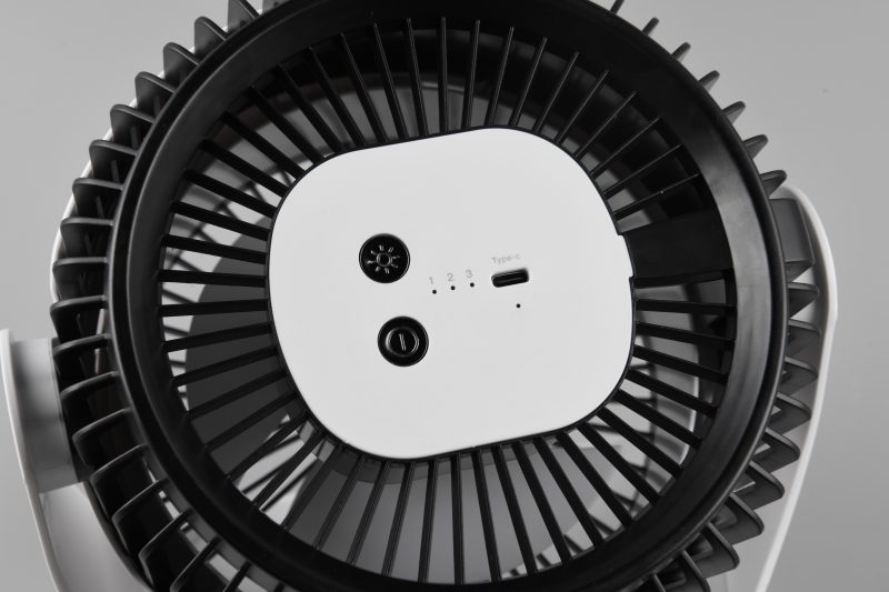Draadloze retro kunststof tafelventilator wit Tempest - Afbeelding 4