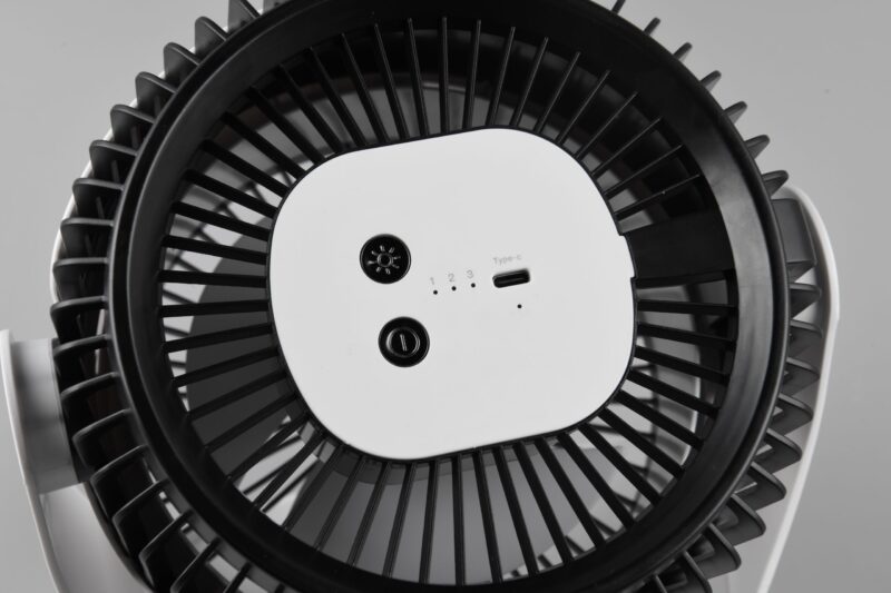 Draadloze retro kunststof tafelventilator wit Tempest - Afbeelding 4