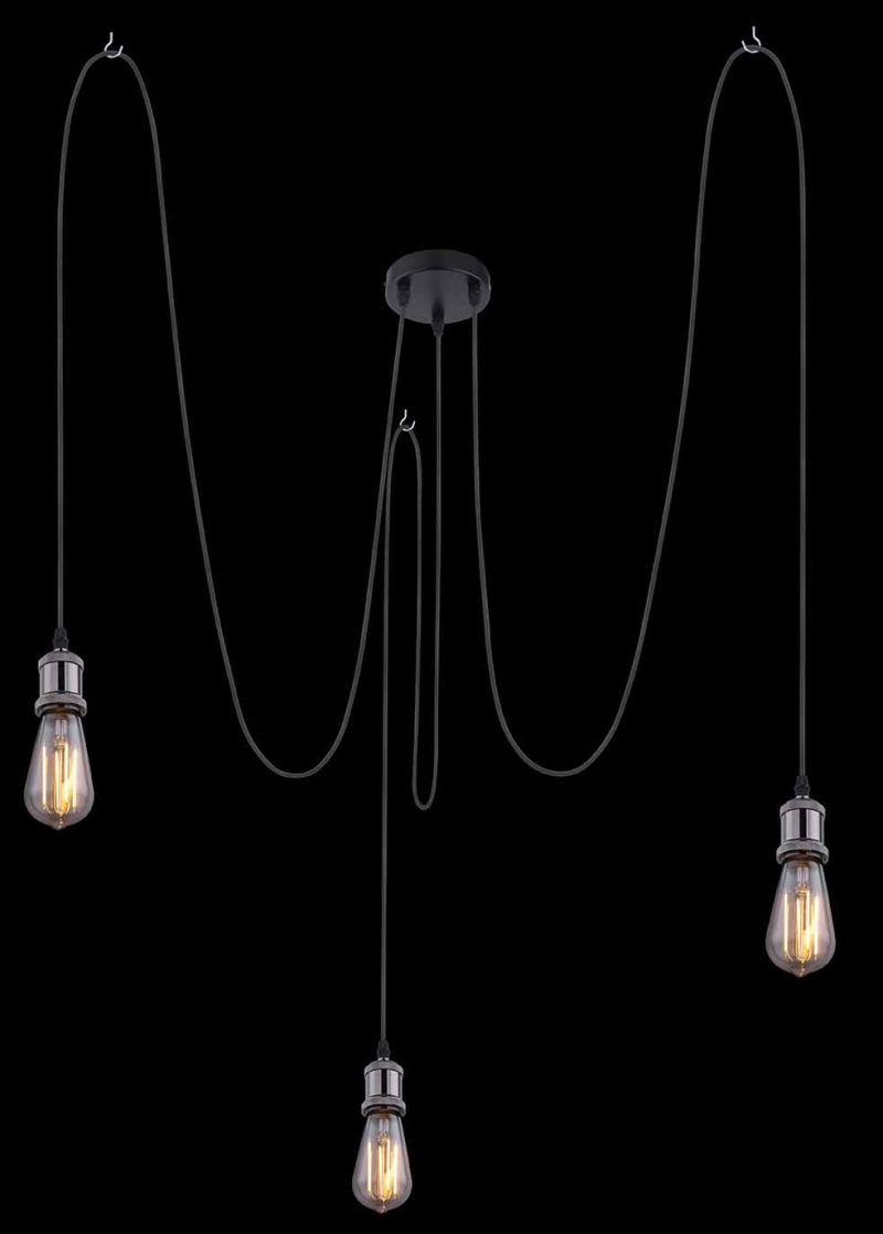Flexibele 3-lichts zwarte hanglamp L Globo Oliver - Afbeelding 3