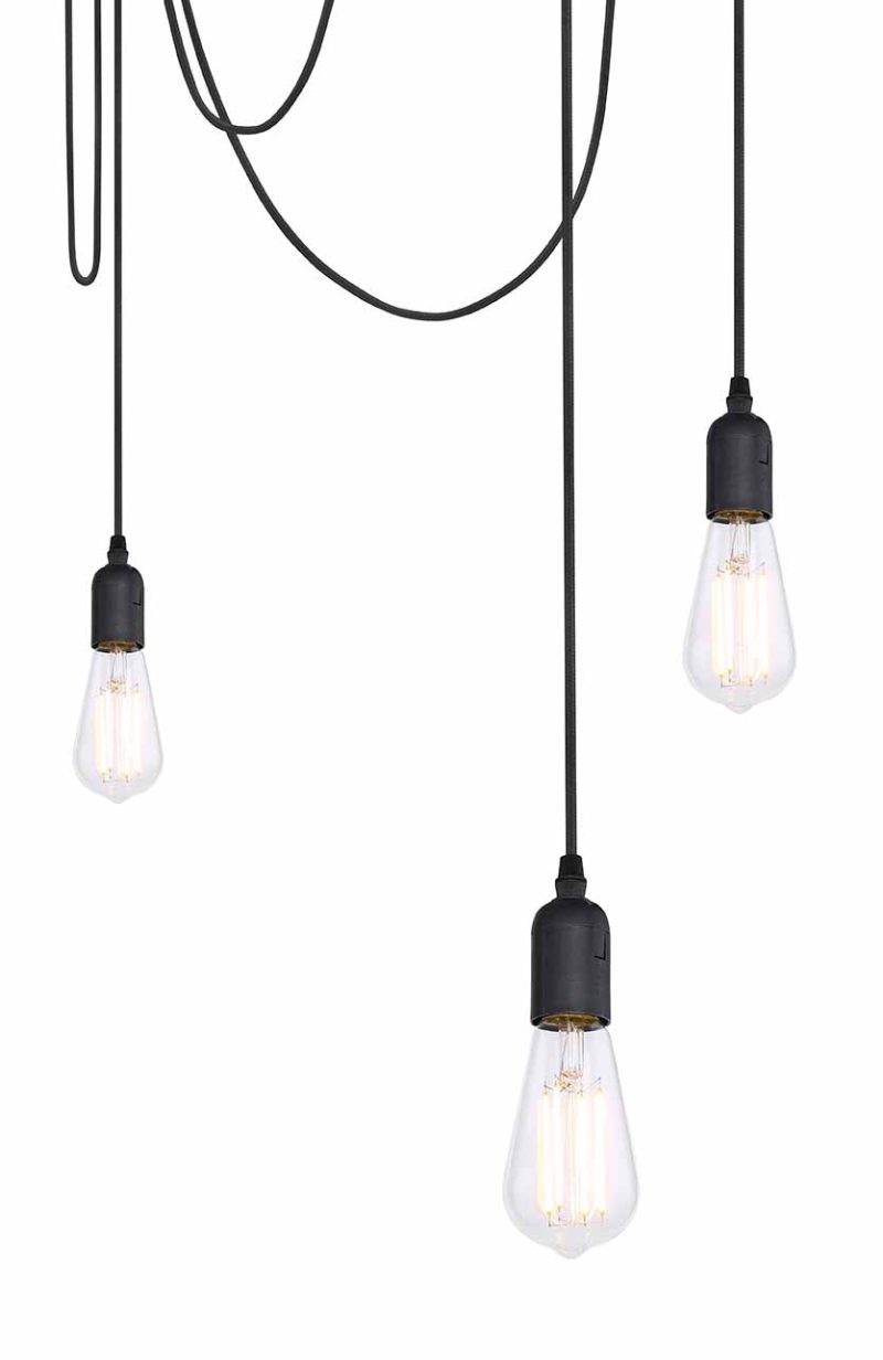 Flexibele 5-lichts hanglamp zwart Globo Oliver - Afbeelding 2