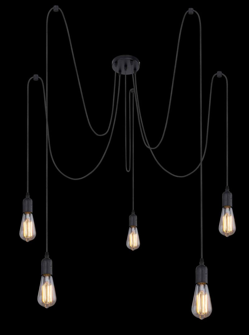 Flexibele 5-lichts hanglamp zwart Globo Oliver - Afbeelding 3