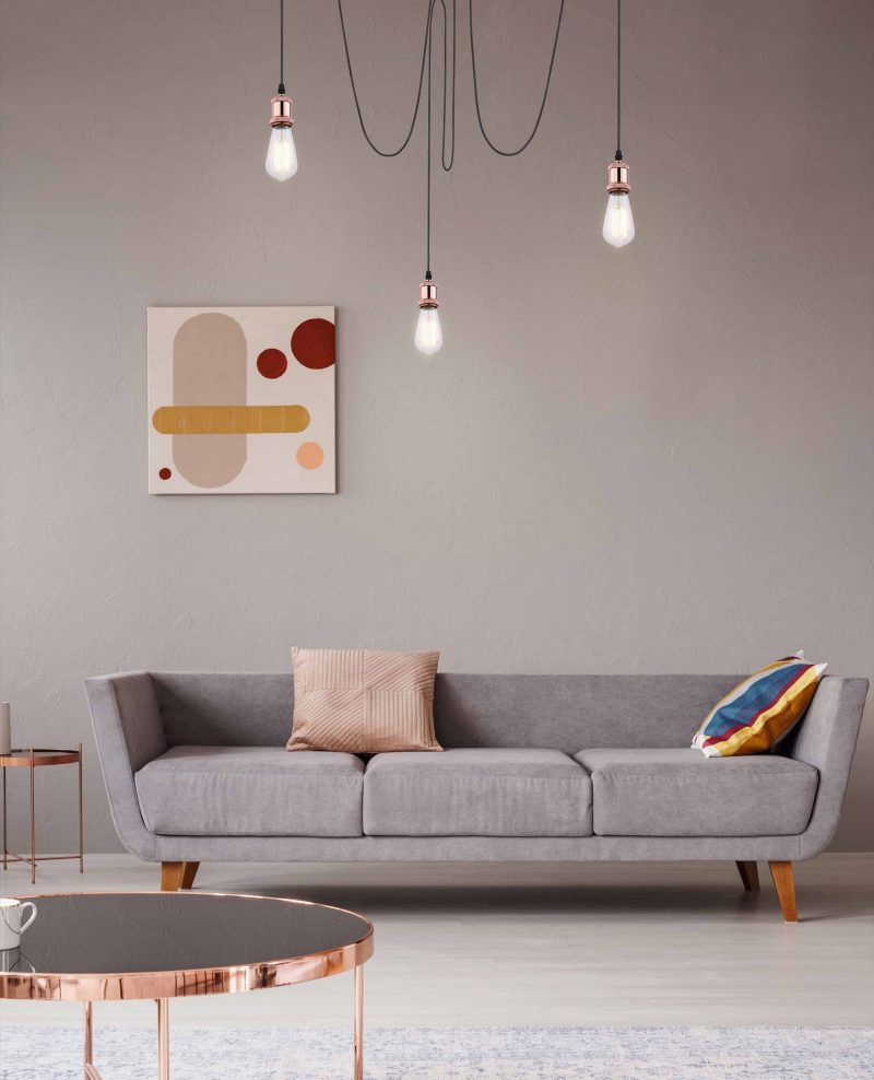 Flexibele koperen hanglamp 3-lichts L Globo Oliver - Afbeelding 4
