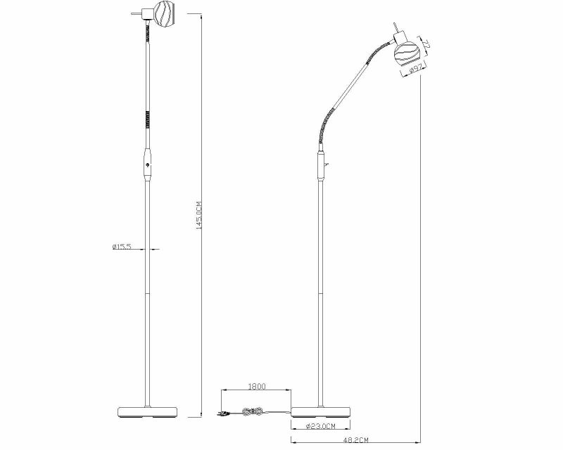 Flexibele vloerlamp nikkel satijnglaskap Globo Elliott - Afbeelding 3