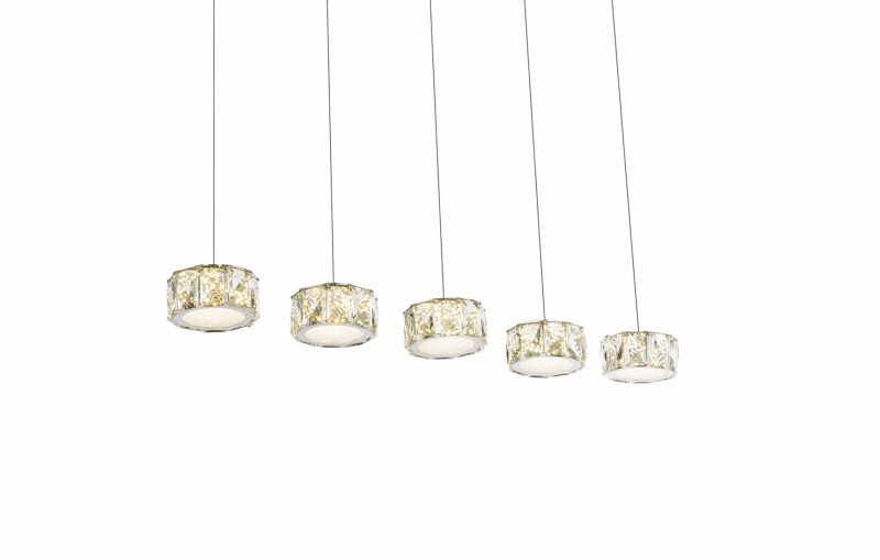 Flonkerende 5-kap hanglamp chroom/acrylkristal Globo Amur - Afbeelding 3