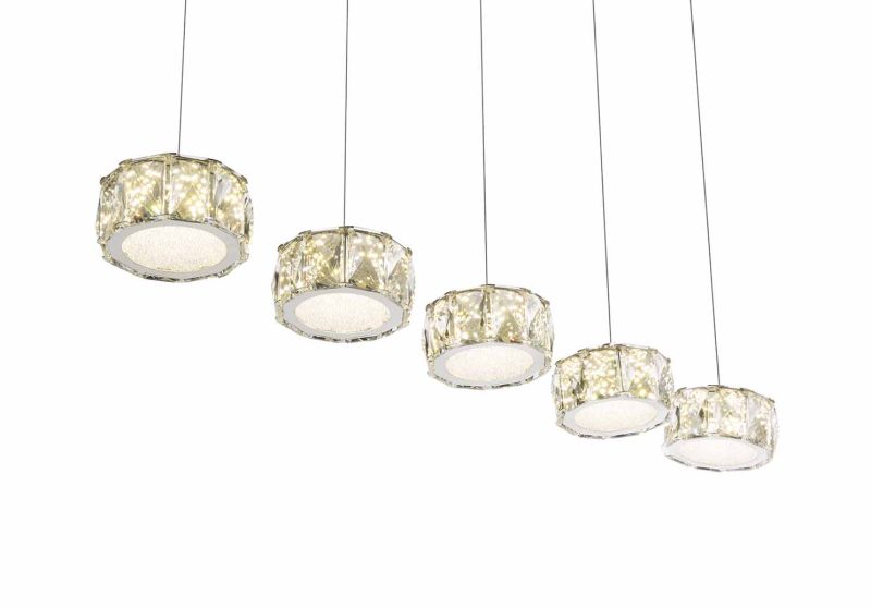 Flonkerende 5-kap hanglamp chroom/acrylkristal Globo Amur - Afbeelding 4