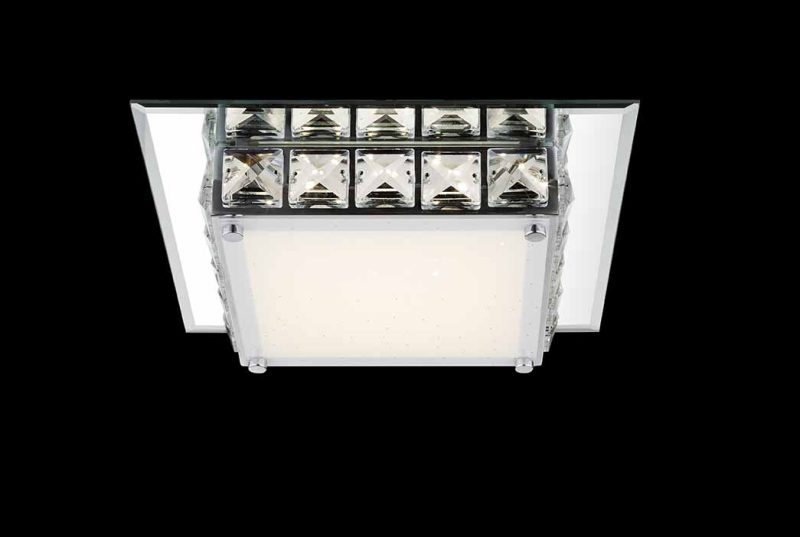 Glamoureuze vierkante plafondlamp chroom/acrylkristal Globo Margo - Afbeelding 2