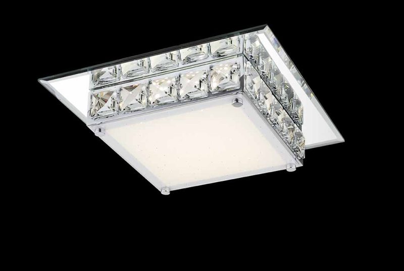 Glamoureuze vierkante plafondlamp chroom/acrylkristal Globo Margo - Afbeelding 3