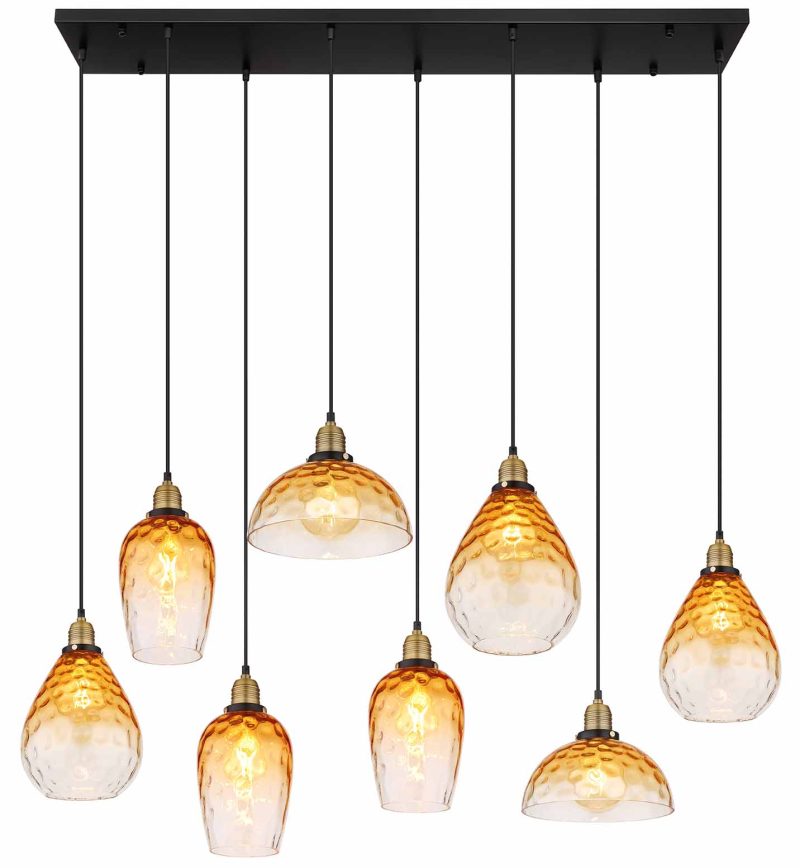 Glazen metalen klassieke zwarte hanglamp Globo Salvy - Afbeelding 2