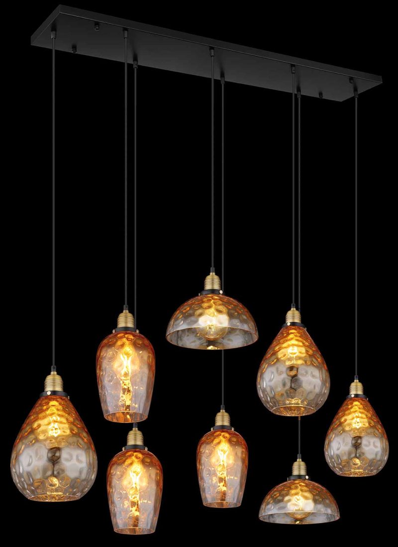 Glazen metalen klassieke zwarte hanglamp Globo Salvy - Afbeelding 4