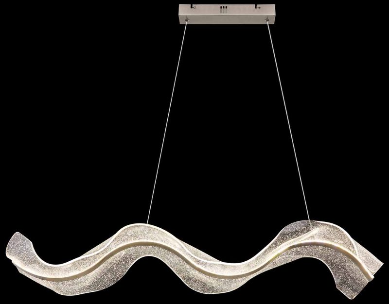 Golvende langwerpige hanglamp nikkel/transparant Globo Saque - Afbeelding 3