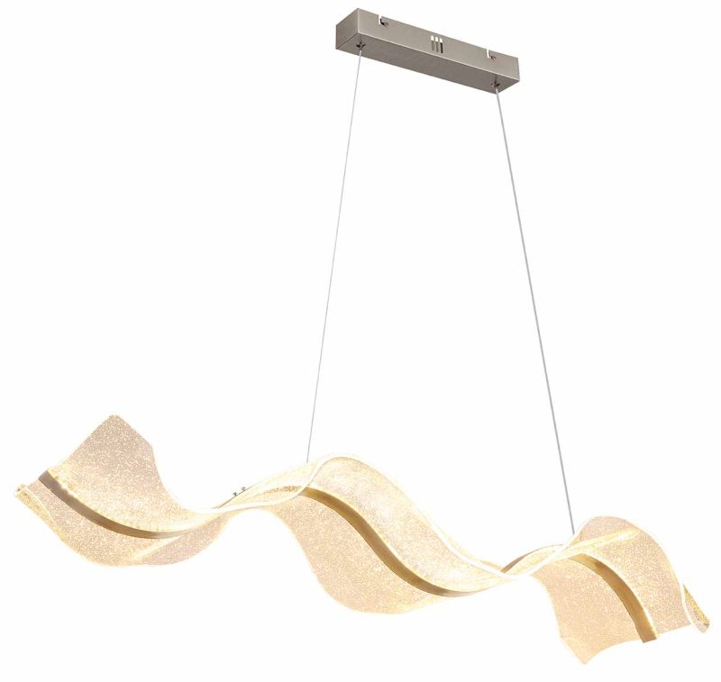 Golvende langwerpige hanglamp nikkel/transparant Globo Saque - Afbeelding 4