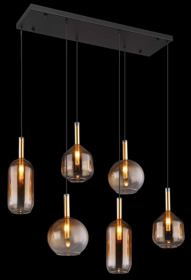 Gouden glazen klassieke metalen hanglamp Globo Lopusa - Afbeelding 4
