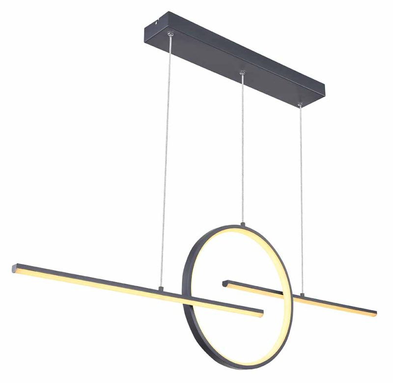 Grijze geometrische hanglamp afstandsbediening Globo Barral - Afbeelding 4
