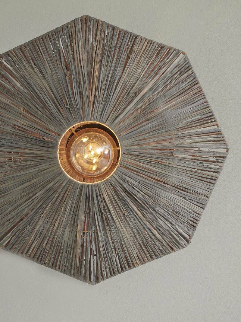Grijze raffia plafondlamp achthoek GOOD&MOJO Panama - Afbeelding 2
