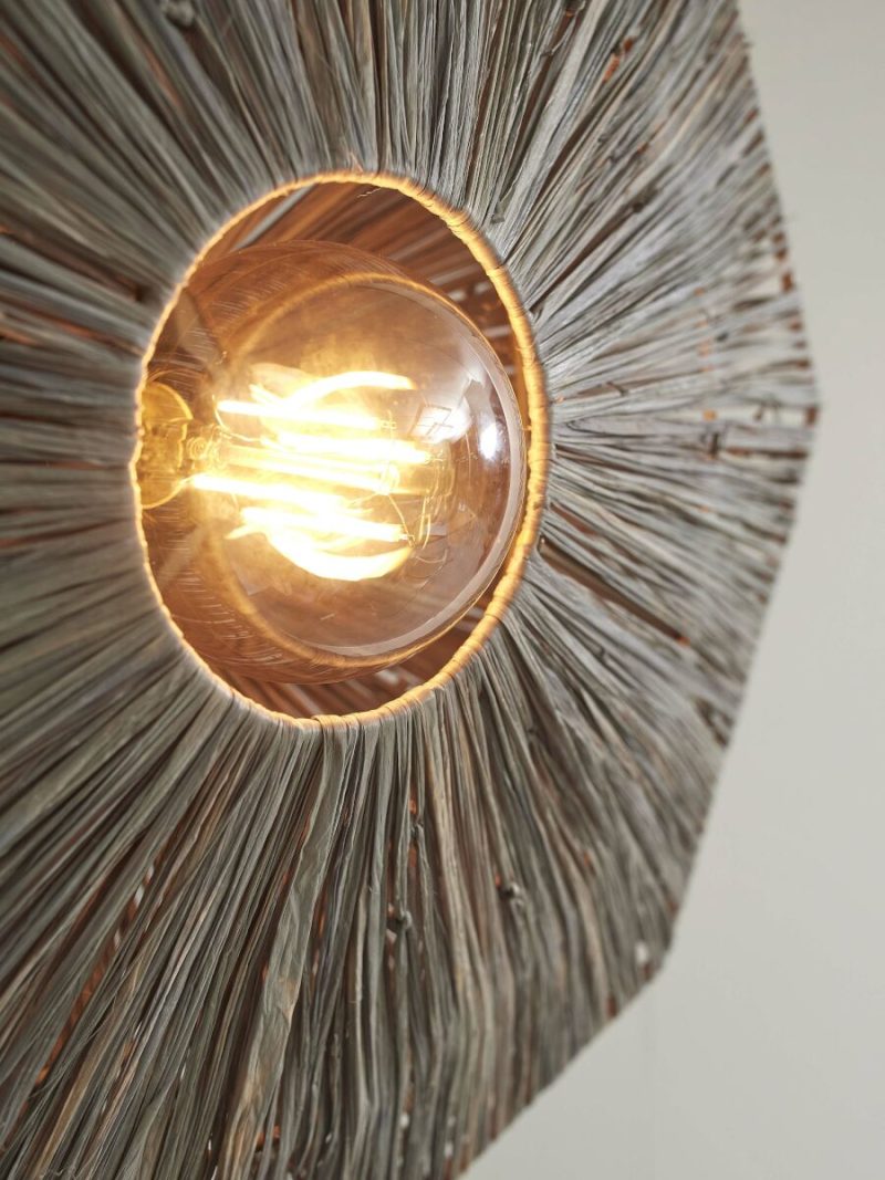 Grijze raffia plafondlamp achthoek GOOD&MOJO Panama - Afbeelding 4