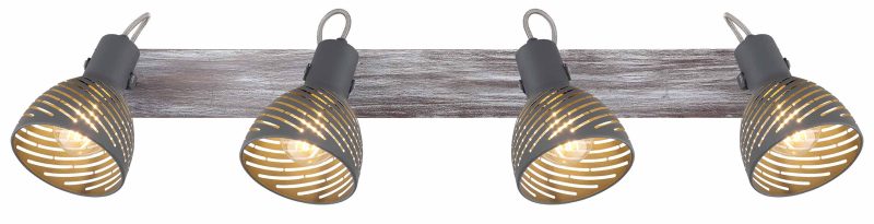 Grijze spot hout/metaal 4-lichts Globo Mori - Afbeelding 3