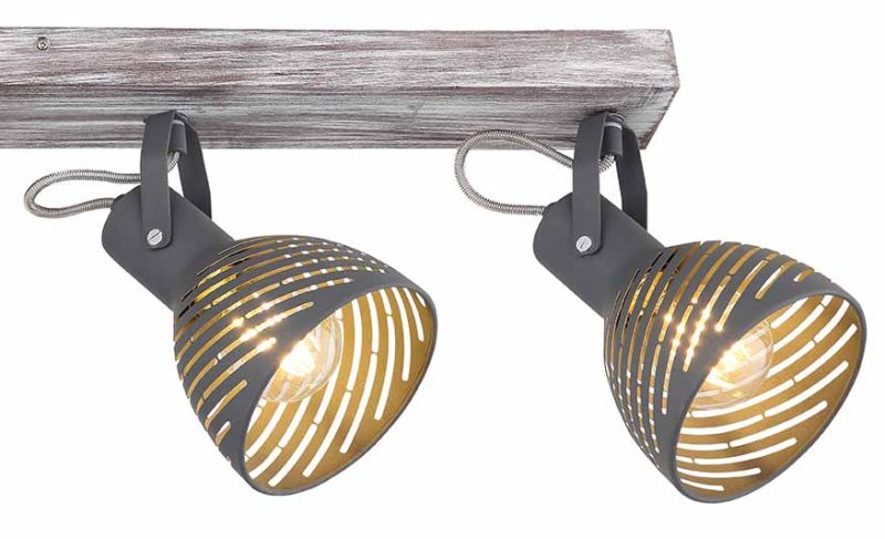 Grijze spot hout/metaal 4-lichts Globo Mori - Afbeelding 4