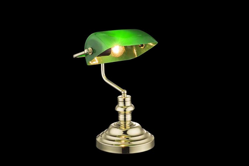 Groene klassieke tafellamp messing Globo Antique - Afbeelding 3