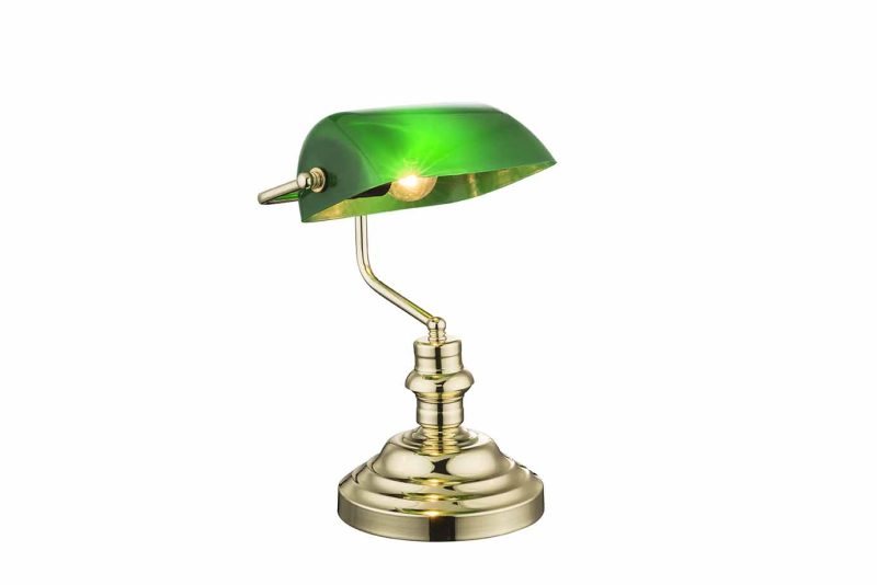 Groene klassieke tafellamp messing Globo Antique - Afbeelding 4