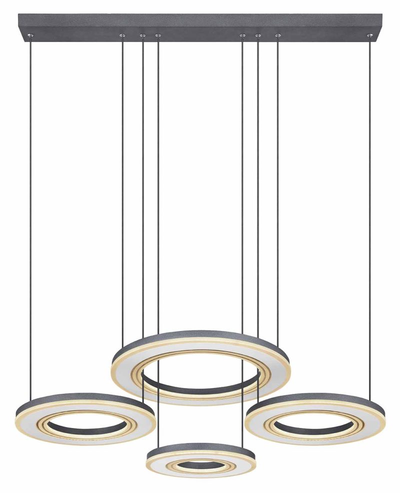Hanglamp 4-ring zwart-wit L Globo Blasius - Afbeelding 2