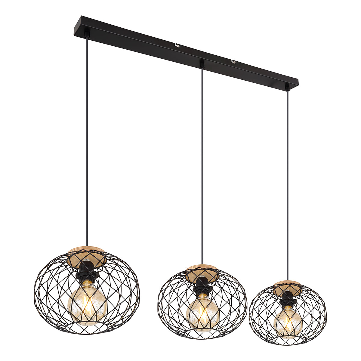 hanglamp-3-lichts-rasterkap-zwart/bruin-globo-lacky-54039-3h