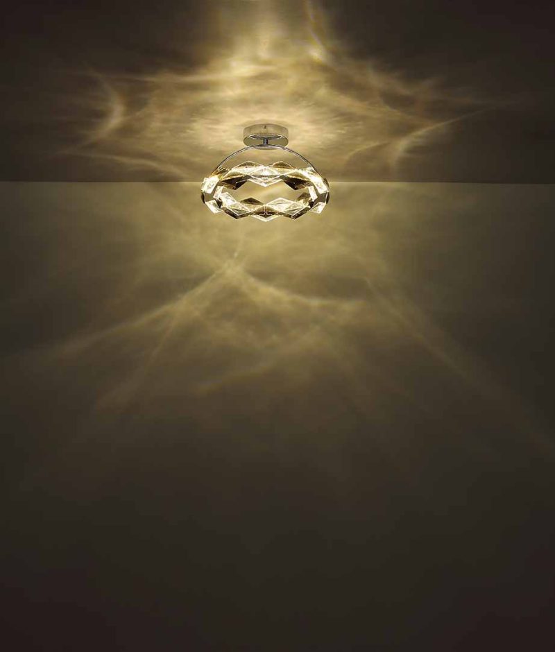 Hanglamp acrylkristal chroom/rookgrijs kransvorm Globo Karilion - Afbeelding 4