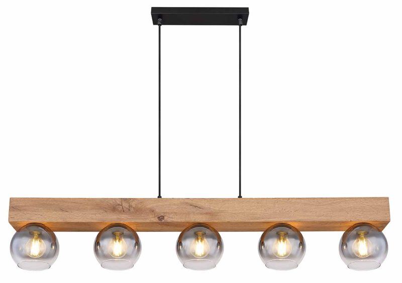 Hanglamp balk landelijk zwart Globo Moitas - Afbeelding 2