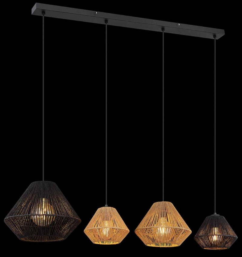 Hanglamp bohemian zwart metaal touw Globo Houdini - Afbeelding 4