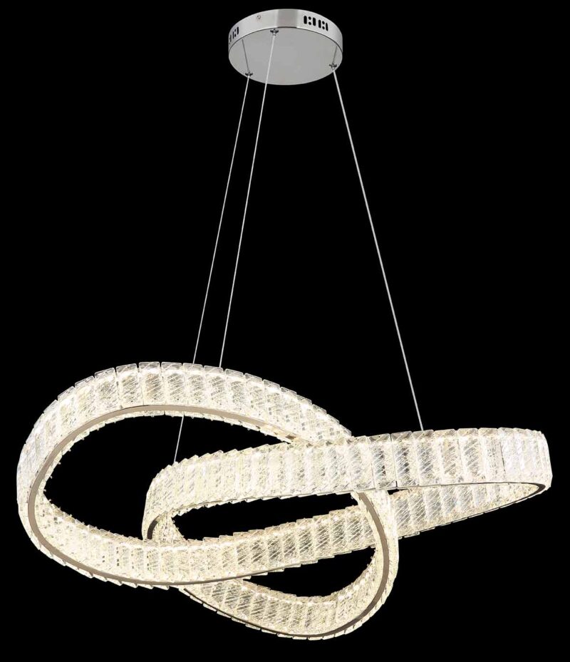 Hanglamp chroom kristallen ringvlechtwerk Globo Mucky - Afbeelding 3