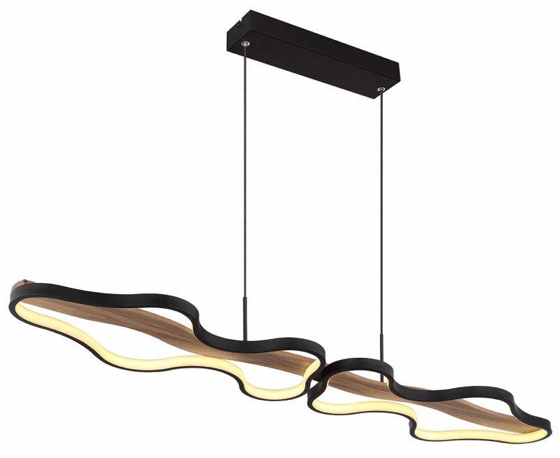 Hanglamp dubbele wolkvorm zwart/houtlook Globo Bezzy - Afbeelding 4