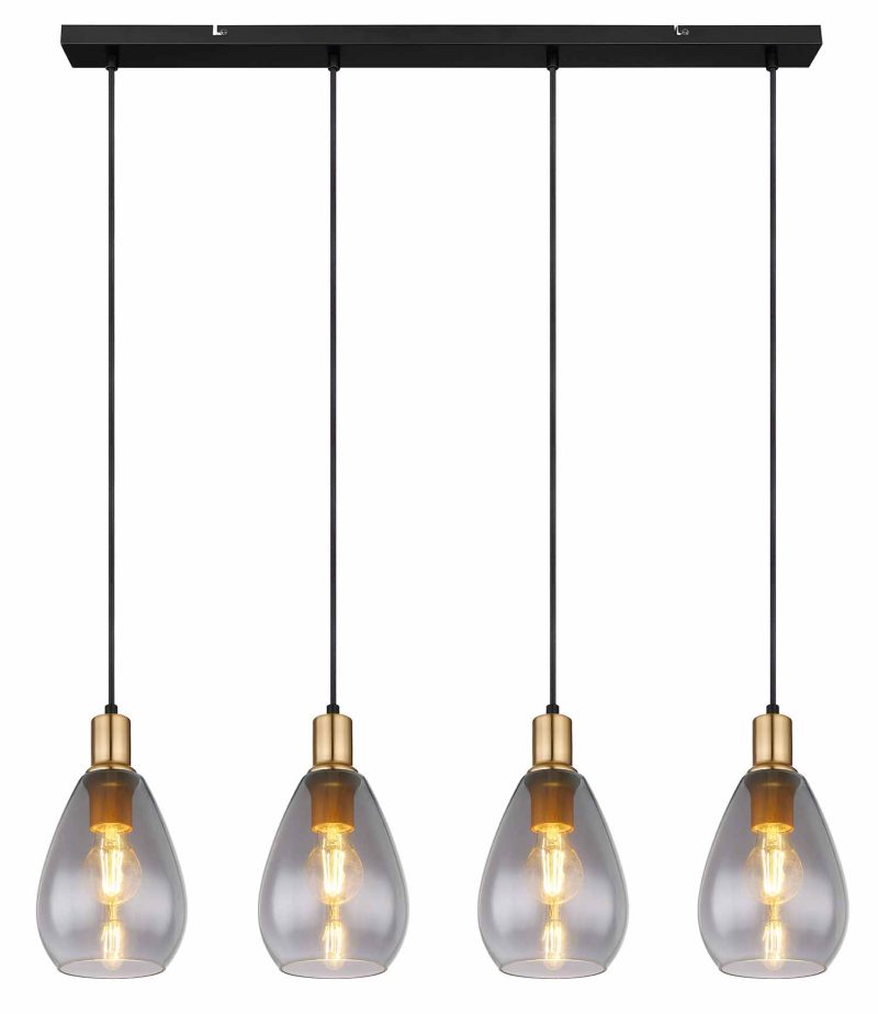 Hanglamp glas metaal klassiek zwart Globo Fanni - Afbeelding 2