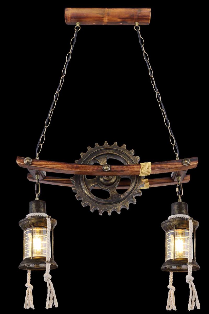 Hanglamp industrieel messing metaal Globo Abella - Afbeelding 5